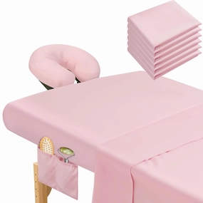 Mixweer 9 Pcs 3 Set Microfiber Massage Table Sheets Set Bulk Includes Flat Sheet, Fitted Sheet with Pocket, Face Rest Cover(Pink)
