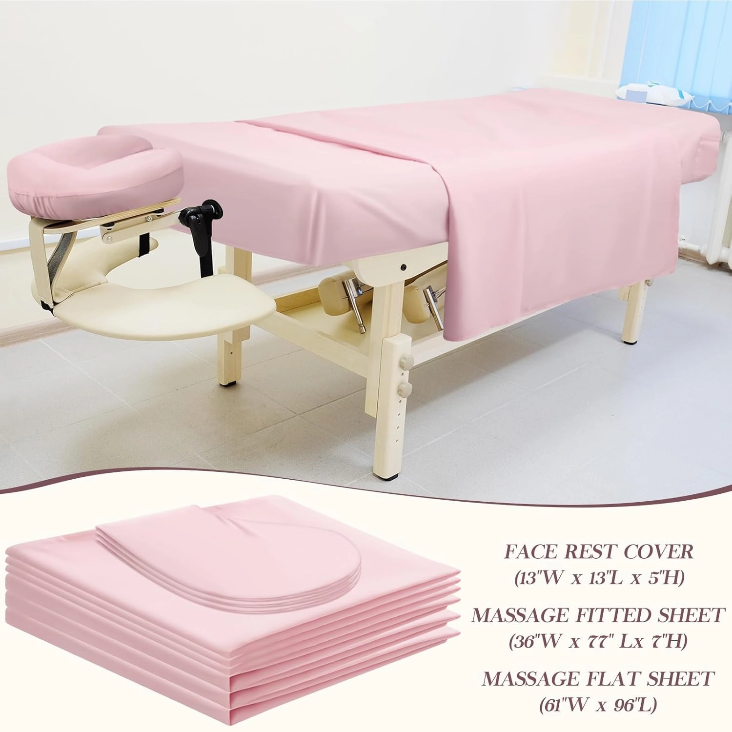 Mixweer 9 Pcs 3 Set Microfiber Massage Table Sheets Set Bulk Includes Flat Sheet, Fitted Sheet with Pocket, Face Rest Cover(Pink)