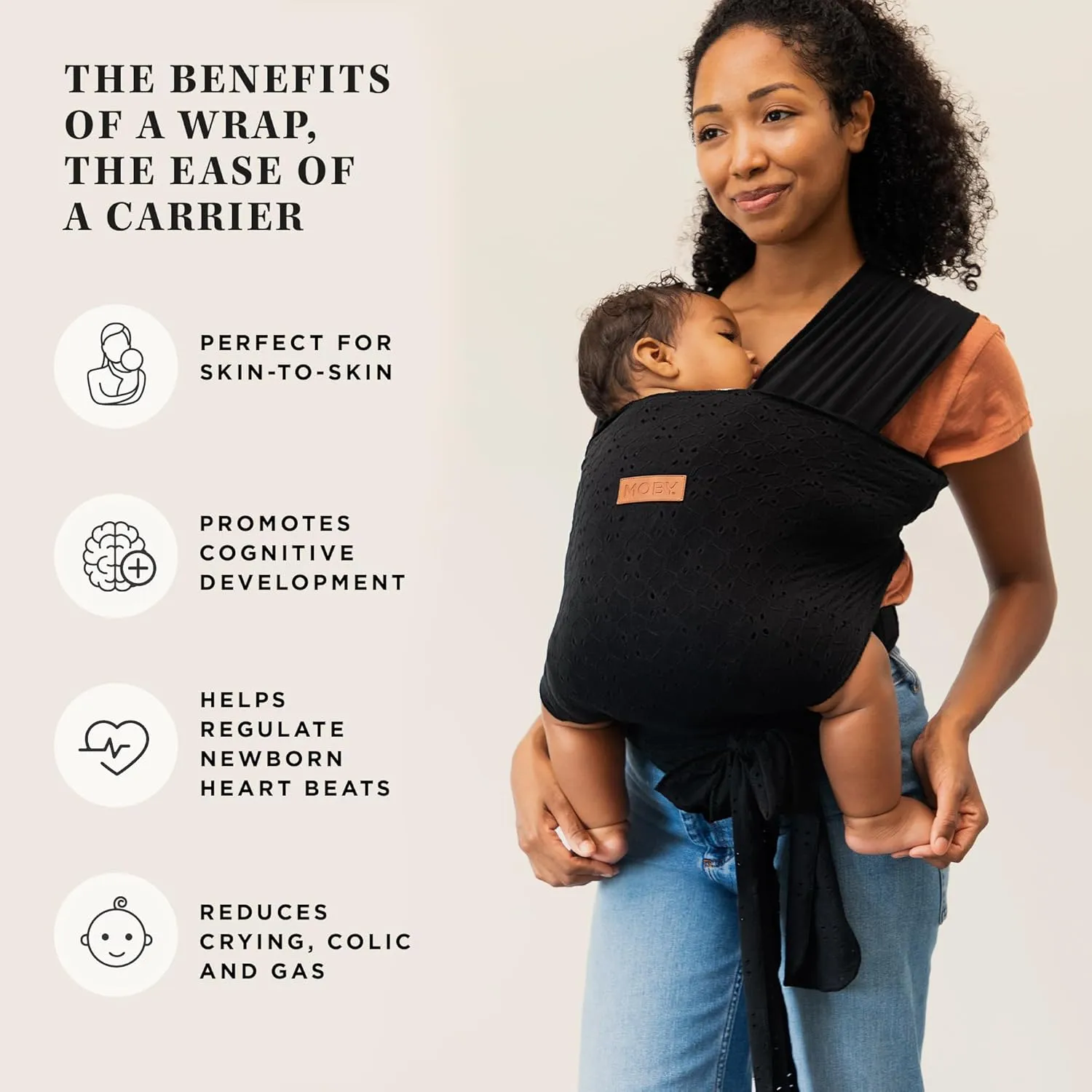 MOBY Easy Wrap Carrier by Petunia Pickle Bottom - Black Eyelet