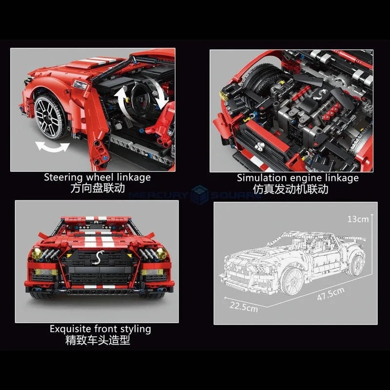 MOC Motorized RC Classic Shelby GT500 Racing Car Bricks Toys