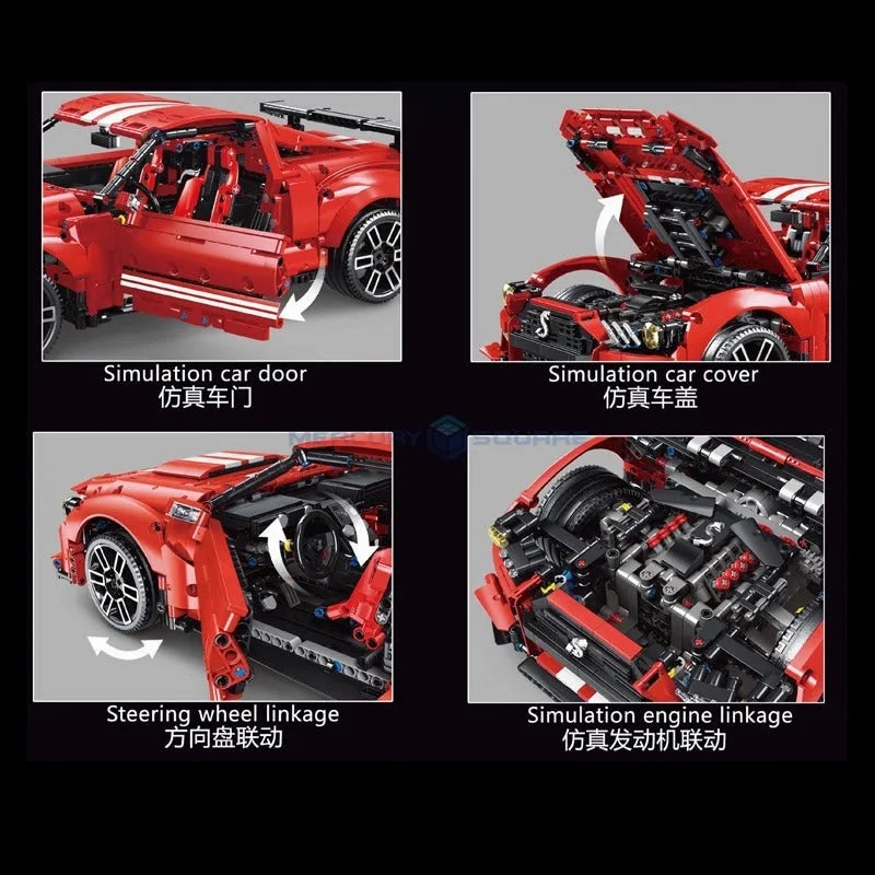 MOC Motorized RC Classic Shelby GT500 Racing Car Bricks Toys