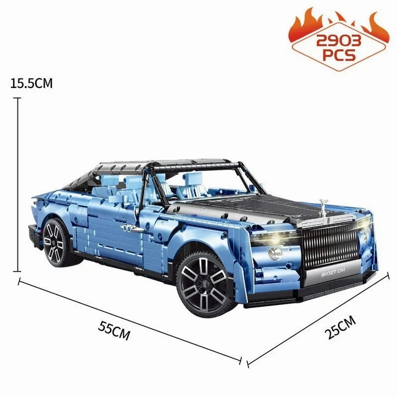 MOC Motorized RC RR Boat Tail Classic Luxury Car Bricks Toy
