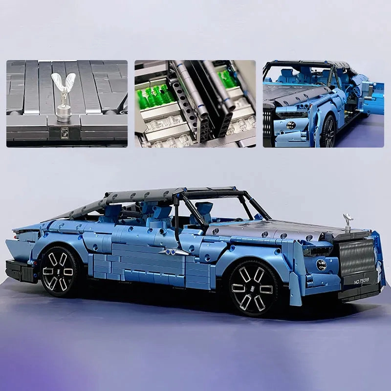MOC Motorized RC RR Boat Tail Classic Luxury Car Bricks Toy