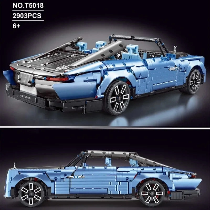 MOC Motorized RC RR Boat Tail Classic Luxury Car Bricks Toy