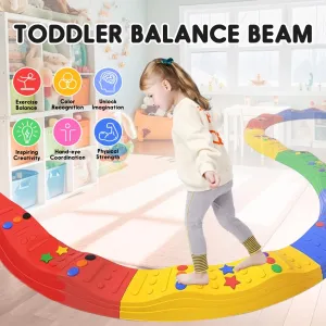 MOCUTEEN Kids Balance Beam Toddler Stepping Stones Max Load 220LBS Non-Slip Textured Surface & Rubber Pads Bottom Promote Agility Coordination Five Star Pattern