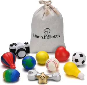 Moderation Balls Set, 11 Pieces: Diverse Designs for Coaching, improving Communication, Team Building and Creative Thinking Cotton Bag