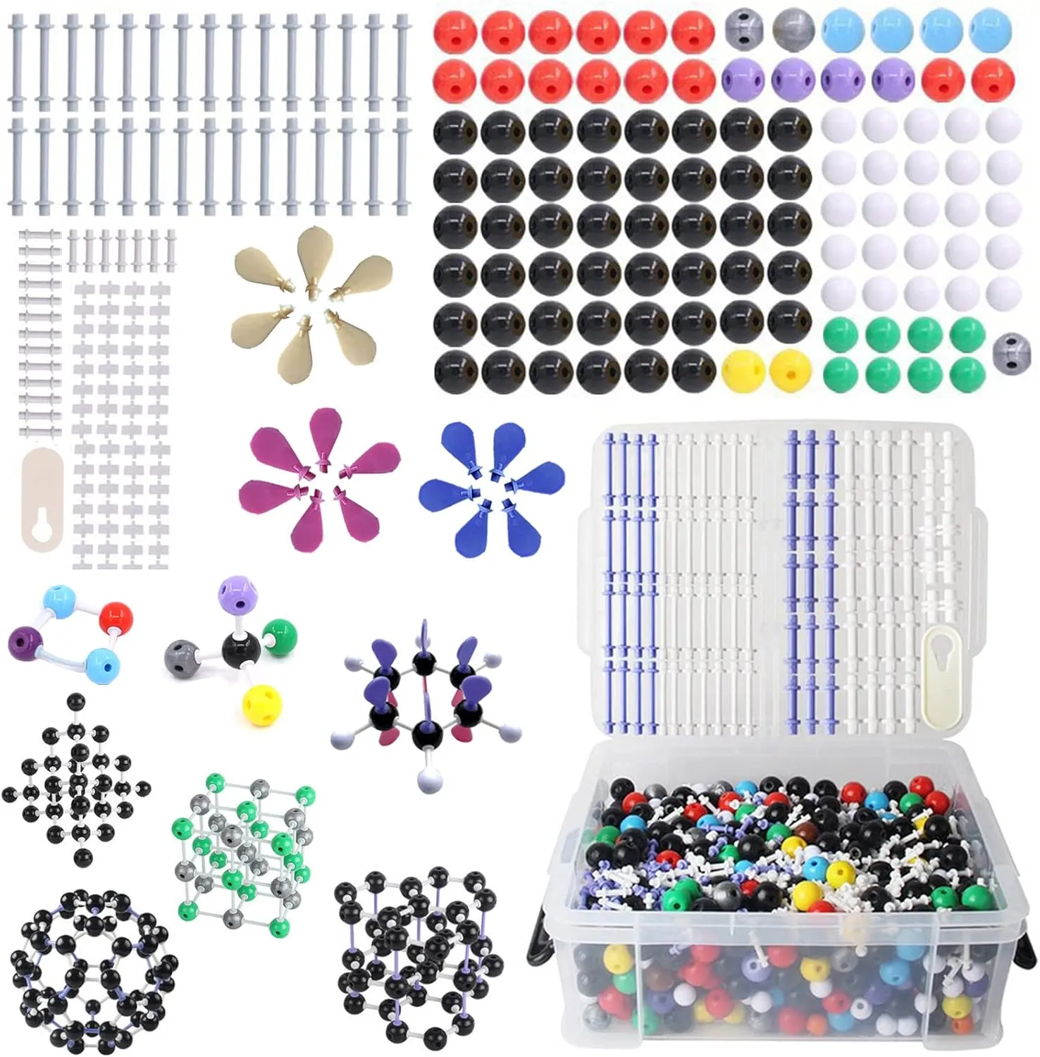 Molecular Structure Model Kit, 974 PCS Molecular Ball Model, with Atomic/Charge-Cloud, Organic/Inorganic Model Kit for Student and Teacher, Modeling Science Kit for Space Imagination/Learning/Teaching