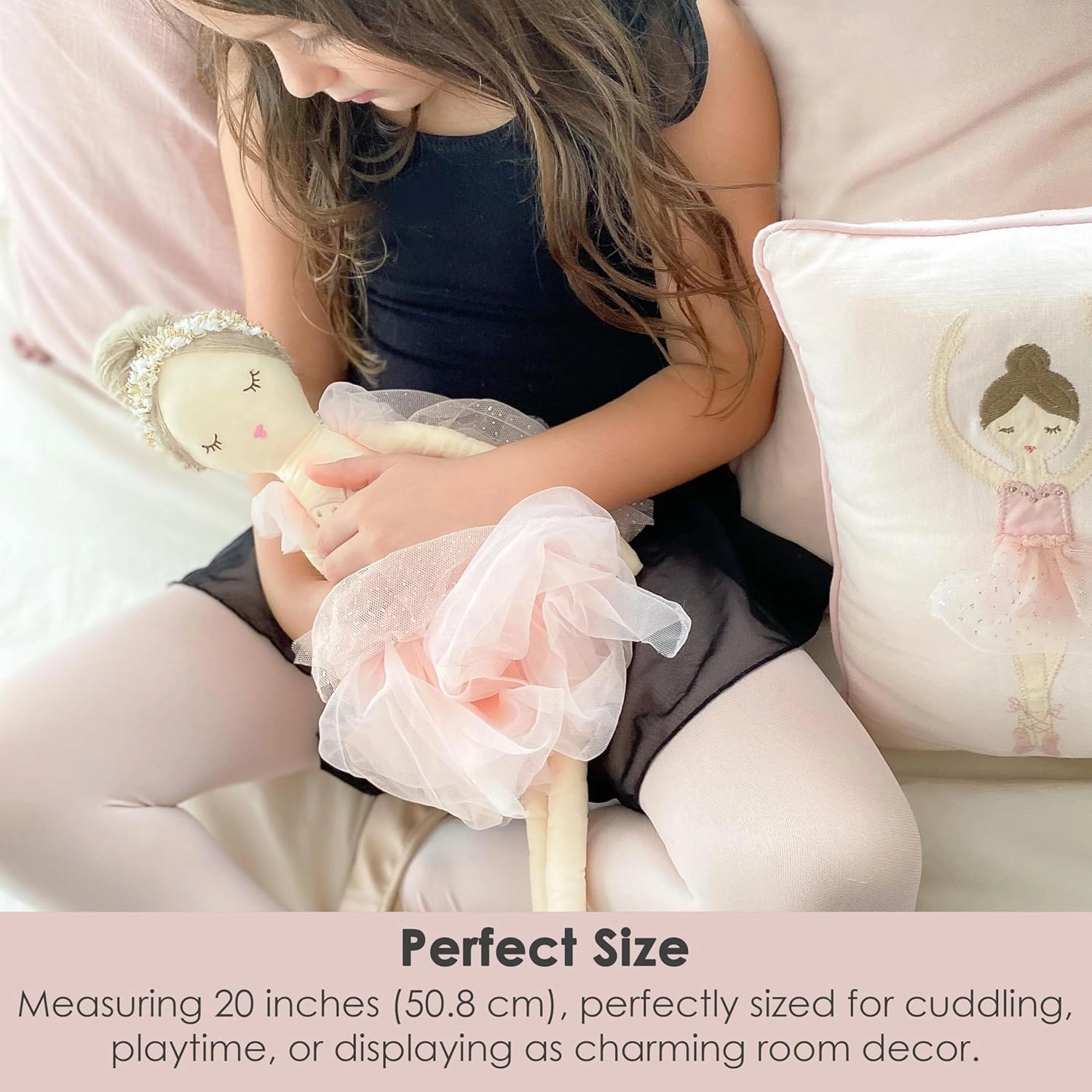 MON AMI Belle The Ballerina Stuffed Doll – 20”, Plush Ballerina Doll for Girls, Use as Toy or Room Decor