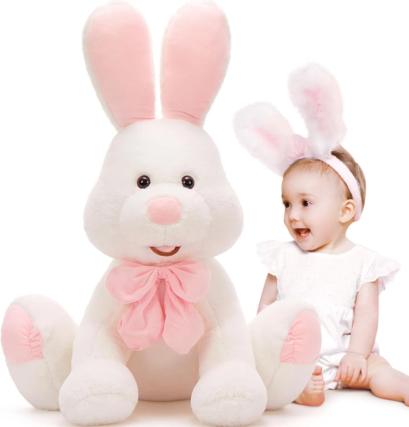 MorisMos Large Bunny Stuffed Animal 31.5'' Giant Stuffed Rabbit Toy for Kid Girl Boy,USA-Designed White Big Rabbit Plush, Jumbo Bunny Gifts for Easter