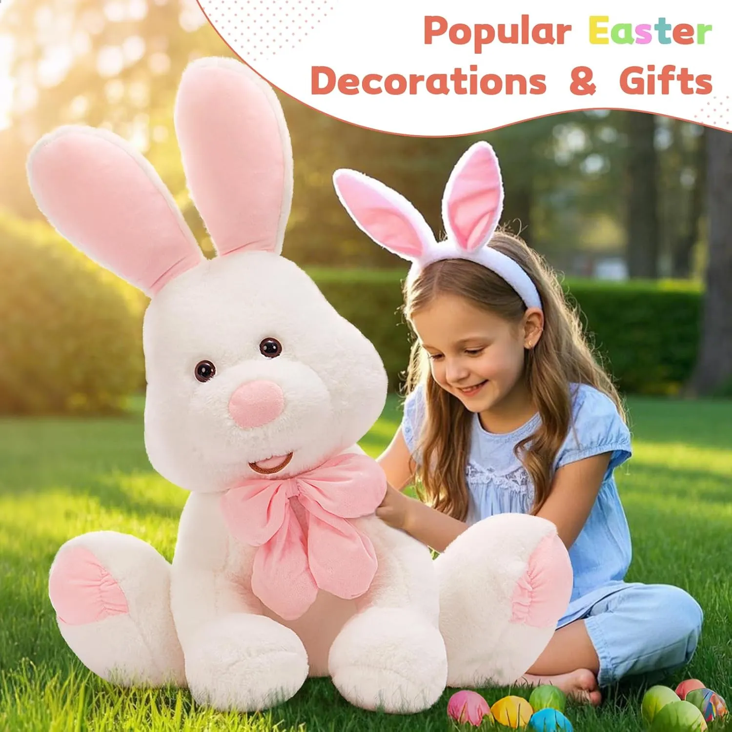 MorisMos Large Bunny Stuffed Animal 31.5'' Giant Stuffed Rabbit Toy for Kid Girl Boy,USA-Designed White Big Rabbit Plush, Jumbo Bunny Gifts for Easter
