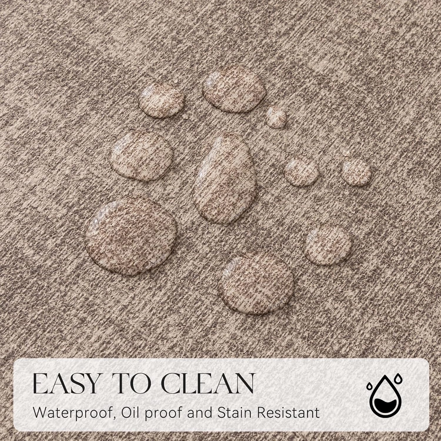 MOSAYT Faux Leather Placemats Set of 6, Heat Resistant Wipeable Washable Vinyl Place Mats with Coasters, Waterproof Oil Proof Table Mats for Kitchen Dining Party Indoor Outdoor, 12" x 18", Khaki