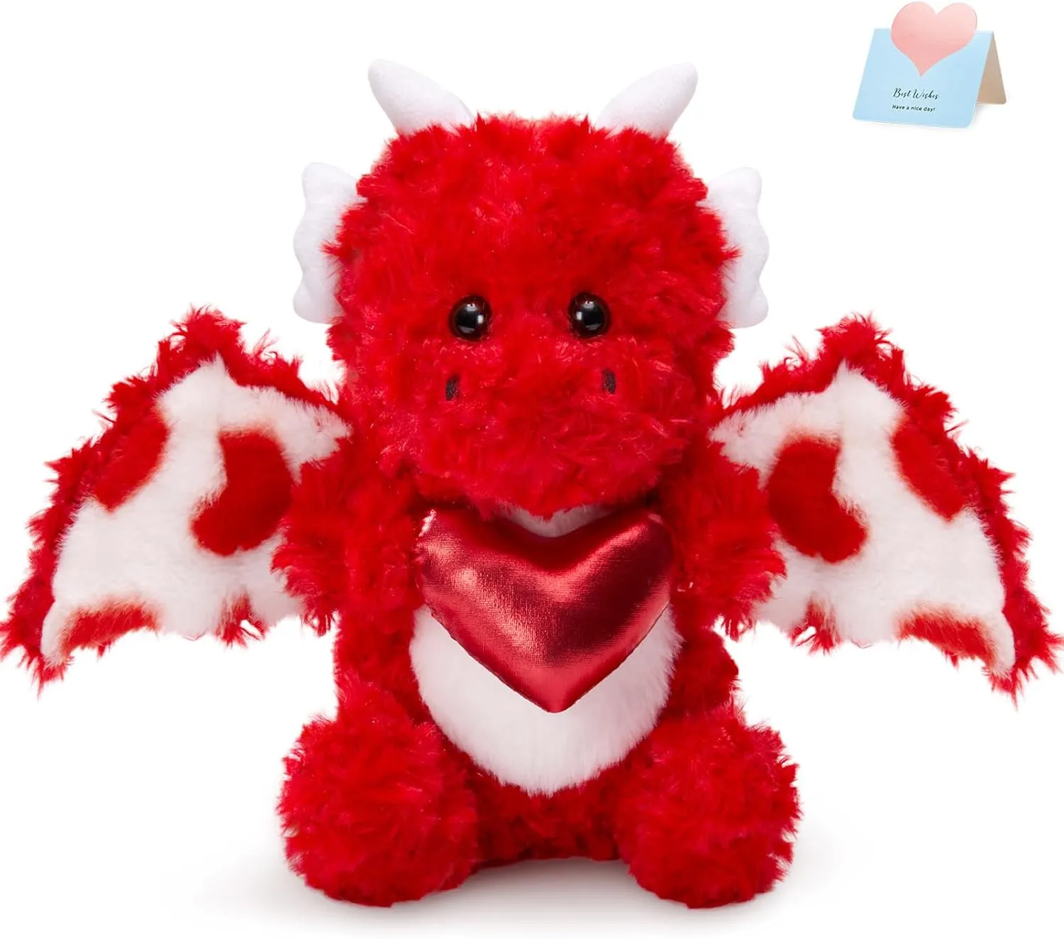 Mother's Day Dragon Stuffed Animal,Soft Cuddly Red Dinosaur Plush with Heart,Adorable Flying Dragon Plush Toys Kids Girls Boys Mother Girlfriend Gift (10 Inch)