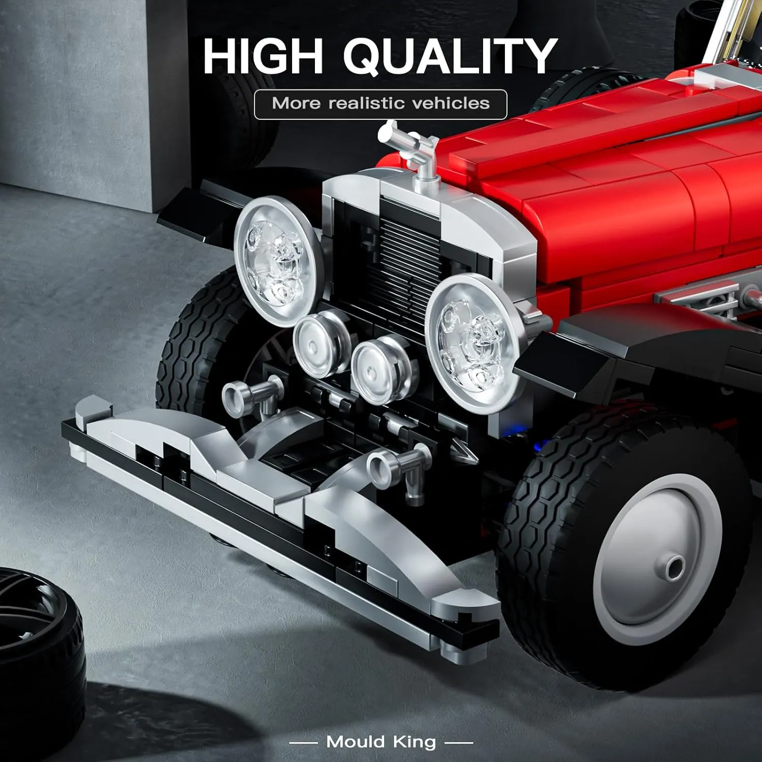 Mould King Classic Car Building Sets, 10114 Vintage Car Model Build and Display, Collectible Retro Antique Vehicle Toys, Car Kits for Adults and Boys Girls Kids Aged 14 (1380 Pieces)
