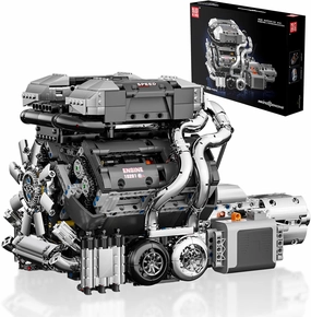 Mould King W16 Model Engine Kit for Adults, V8 Engine Building Sets, Mini Engine Toys Scale with Motor, STEM Project Building Kits, DIY Collectible Blocks for Boys (2024 Pieces) 10201