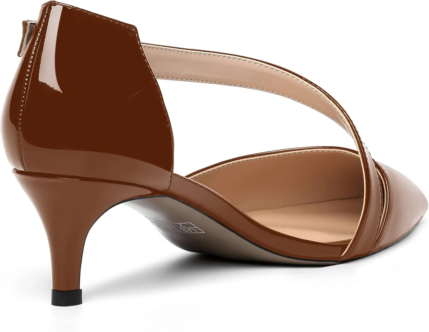 MOVINSTEPS Womens Buckle Dress D'Orsay Wedding Pointed Toe Patent Adjustable Strap Kitten Low Heel Pumps Shoes 2 Inch