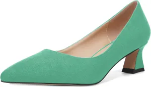 MOVINSTEPS Womens Slip On Dress Suede Pointed Toe Bridal Kitten Low Heel Pumps Shoes 2 Inch