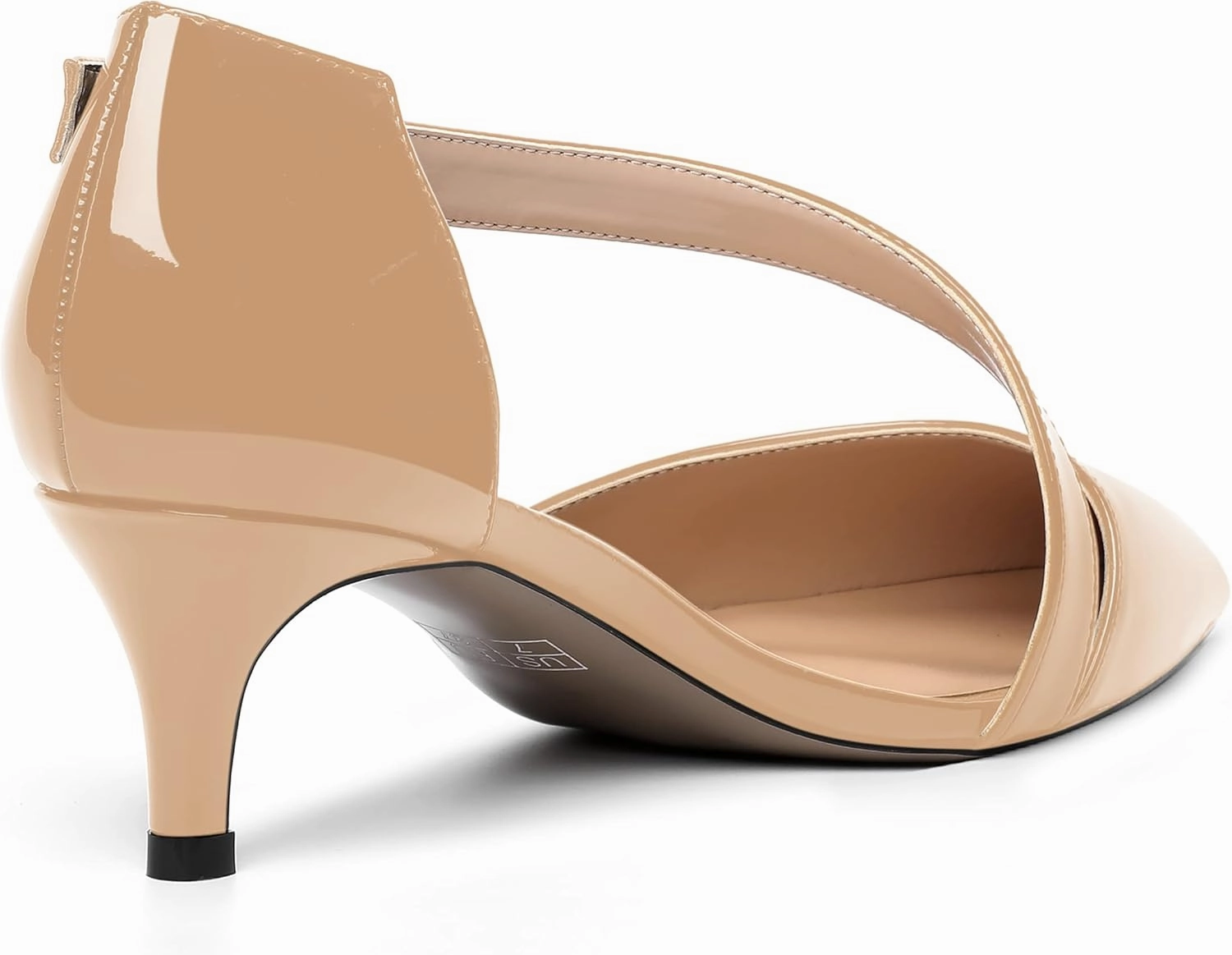MOVINSTEPS Womens Buckle Dress D'Orsay Wedding Pointed Toe Patent Adjustable Strap Kitten Low Heel Pumps Shoes 2 Inch