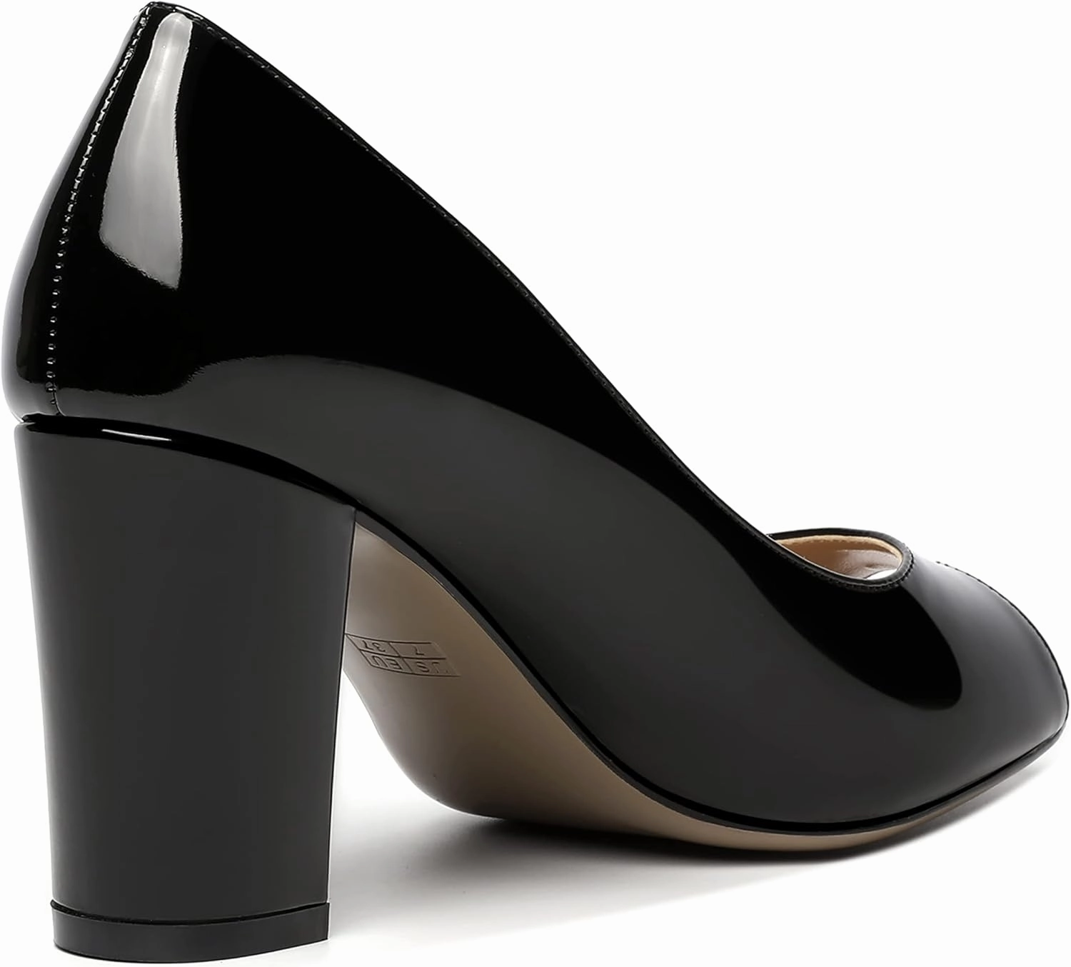MOVINSTEPS Womens Party Slip On Patent Peep Toe Sexy Block High Heel Pumps Shoes 3.3 Inch