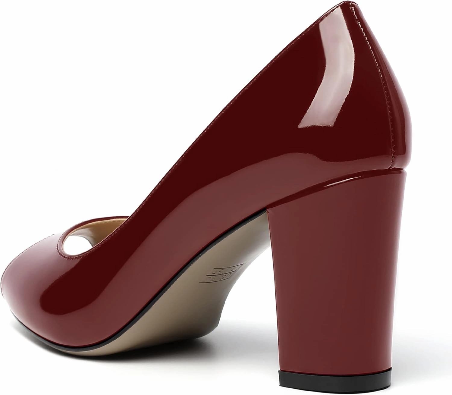 MOVINSTEPS Womens Party Slip On Patent Peep Toe Sexy Block High Heel Pumps Shoes 3.3 Inch