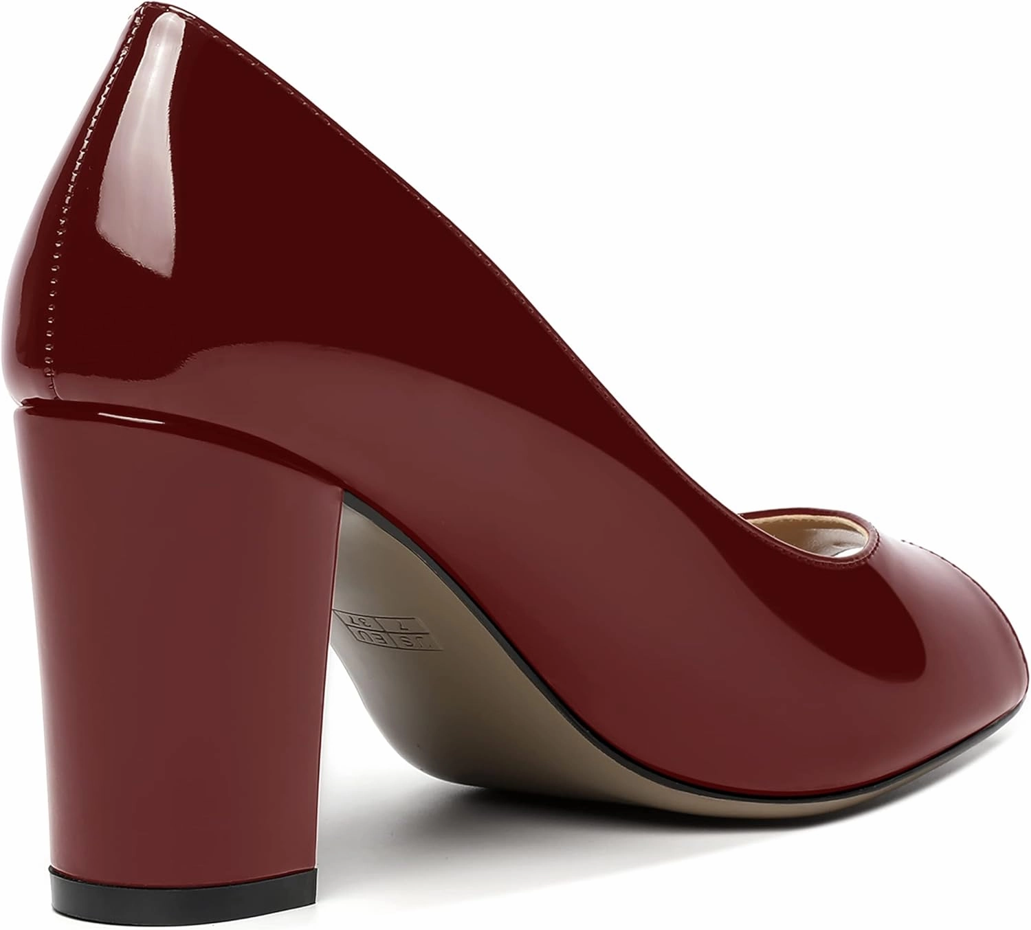 MOVINSTEPS Womens Party Slip On Patent Peep Toe Sexy Block High Heel Pumps Shoes 3.3 Inch
