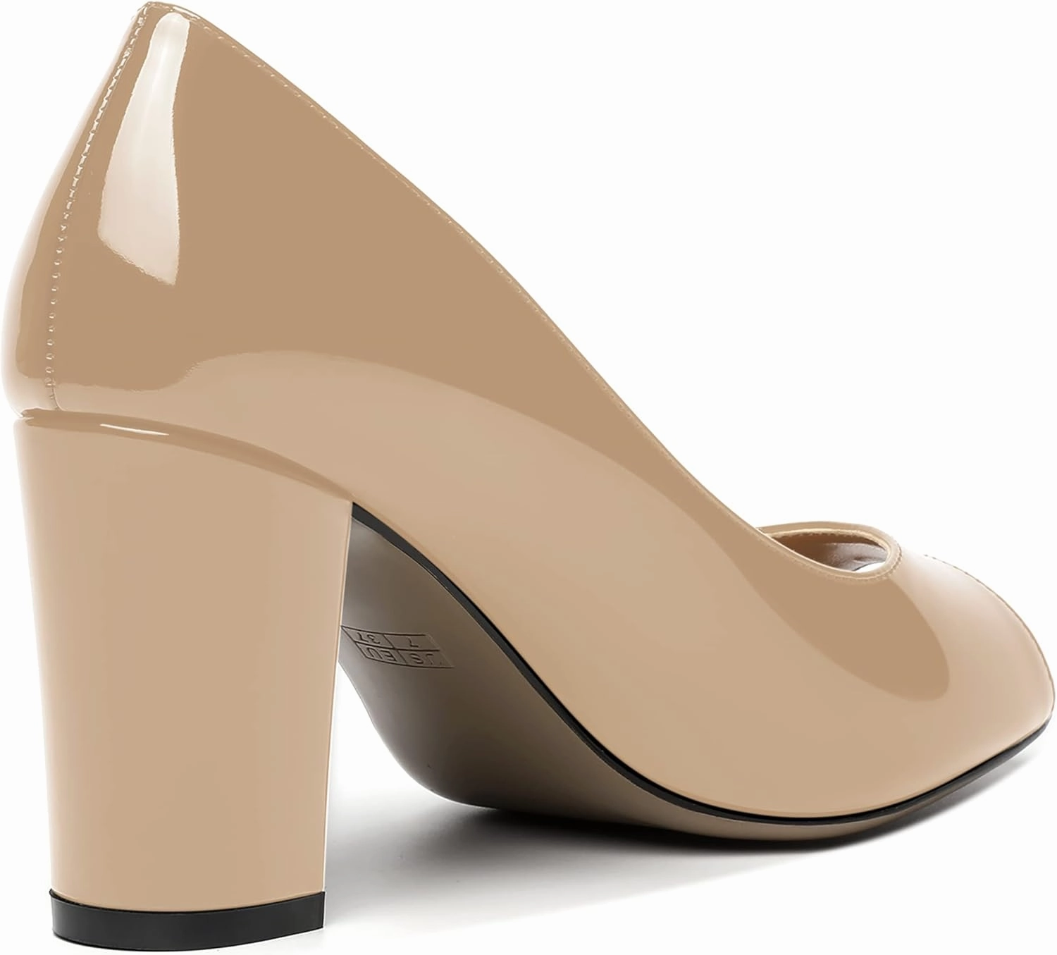 MOVINSTEPS Womens Party Slip On Patent Peep Toe Sexy Block High Heel Pumps Shoes 3.3 Inch
