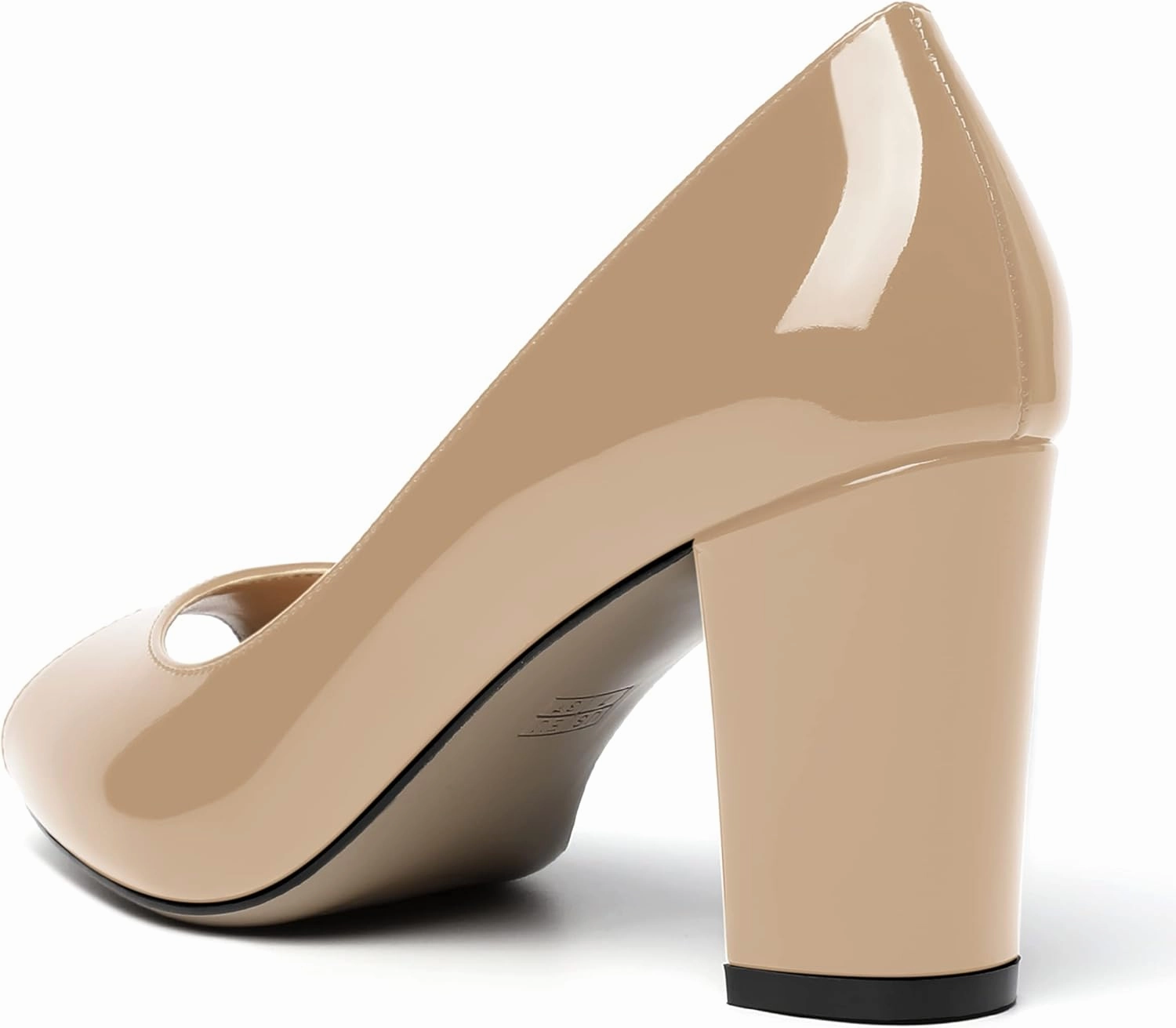 MOVINSTEPS Womens Party Slip On Patent Peep Toe Sexy Block High Heel Pumps Shoes 3.3 Inch