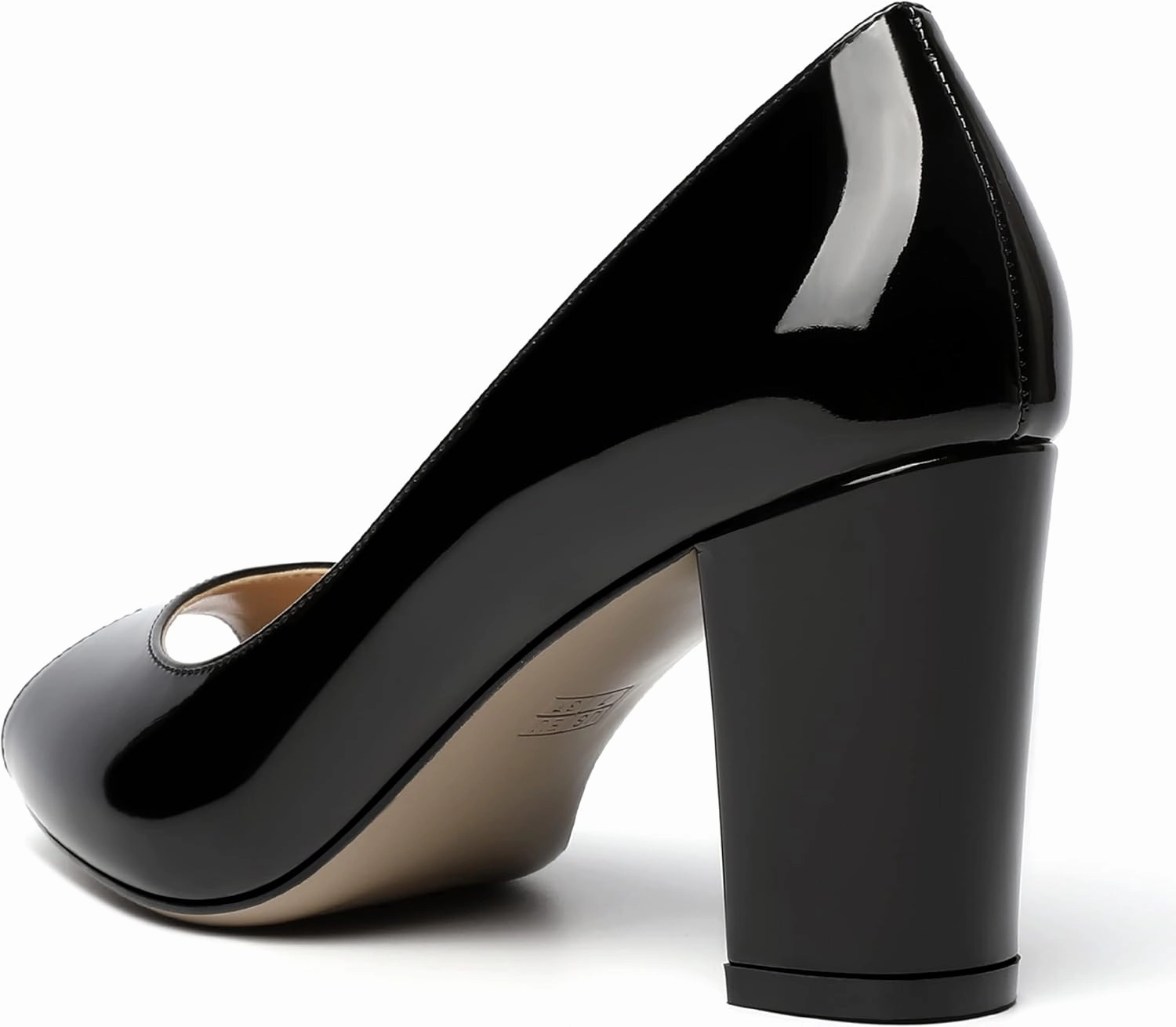 MOVINSTEPS Womens Party Slip On Patent Peep Toe Sexy Block High Heel Pumps Shoes 3.3 Inch