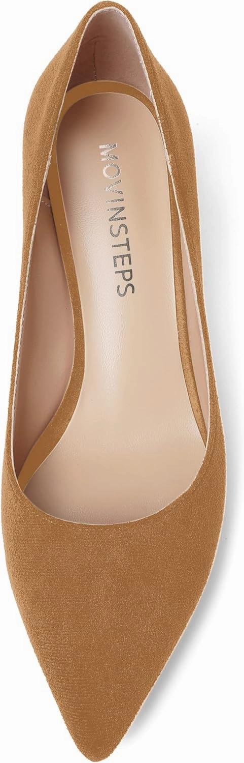MOVINSTEPS Womens Slip On Dress Suede Pointed Toe Bridal Kitten Low Heel Pumps Shoes 2 Inch