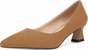 MOVINSTEPS Womens Slip On Dress Suede Pointed Toe Bridal Kitten Low Heel Pumps Shoes 2 Inch