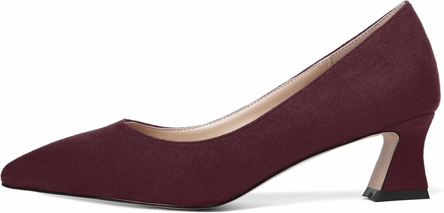 MOVINSTEPS Womens Slip On Dress Suede Pointed Toe Bridal Kitten Low Heel Pumps Shoes 2 Inch