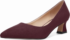 MOVINSTEPS Womens Slip On Dress Suede Pointed Toe Bridal Kitten Low Heel Pumps Shoes 2 Inch