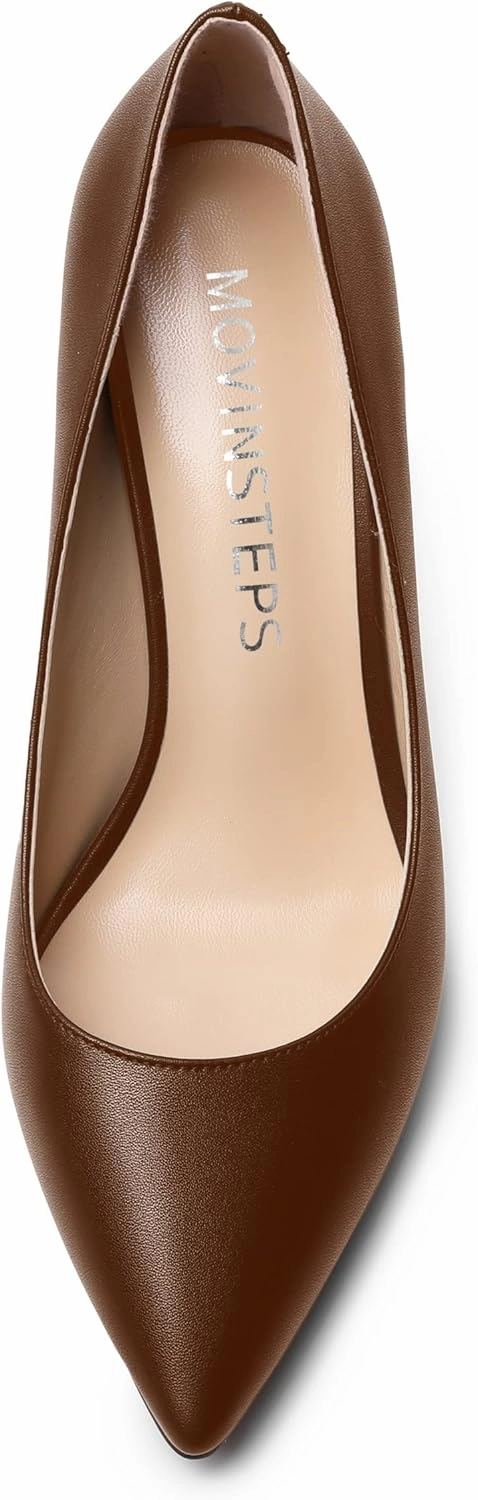 MOVINSTEPS Womens Slip On Pointed Toe Matte Sexy Wedding Spool High Heel Pumps Shoes 3.3 Inch