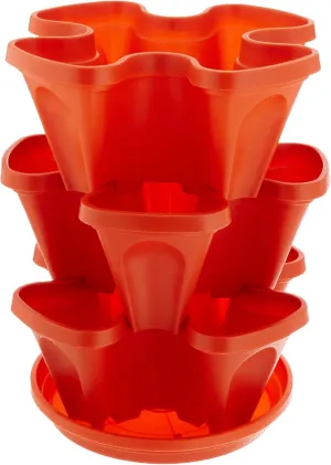 Mr. Stacky Self Watering 3 Tier Stackable Garden Vertical Planter Set, Terracotta Small