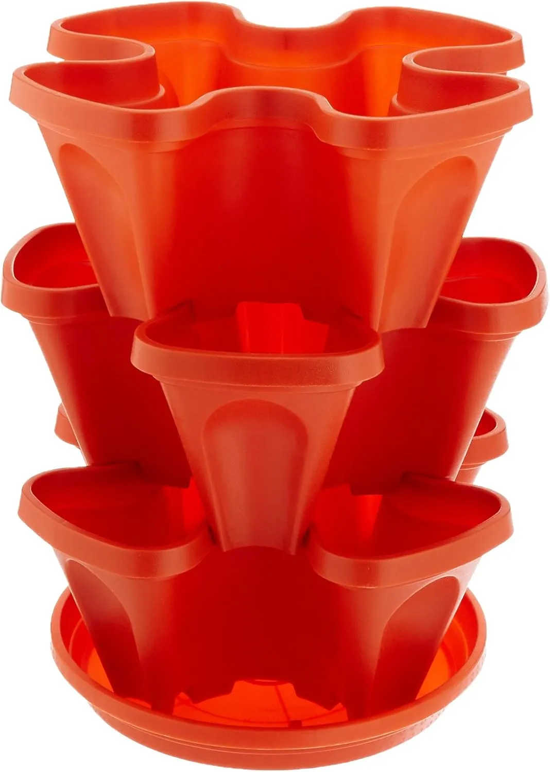 Mr. Stacky Self Watering 3 Tier Stackable Garden Vertical Planter Set, Terracotta Small