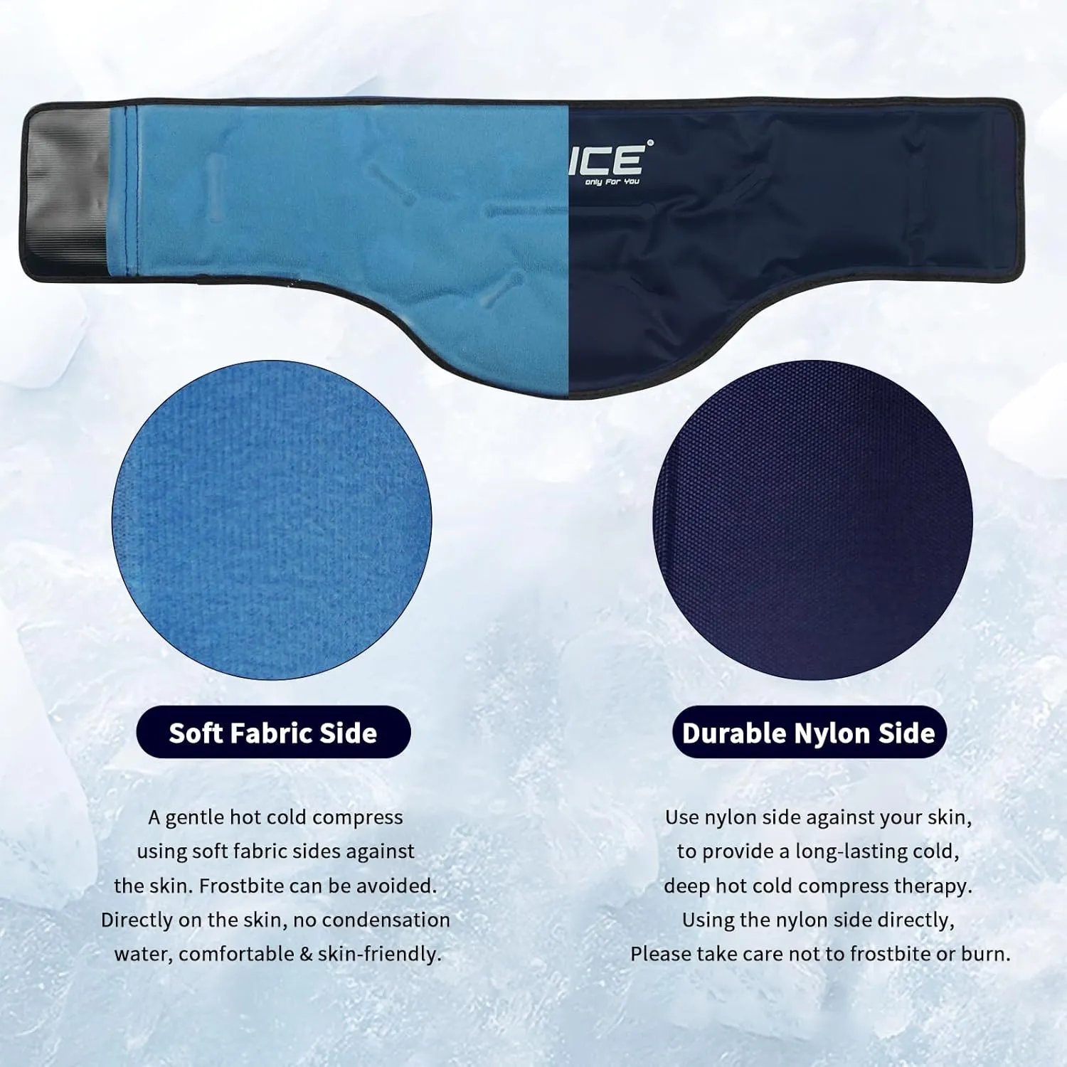 MR.ICE Neck Ice Wrap for Pain Relief, Reusable Gel Ice Pack for Neck Shoulders with Plush Backing - Neck Ice Pack Cold Compresses for Injuries, Swelling, Sprains and Cervical Surgery Recovery