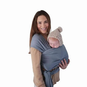 mushie Baby Wrap Carrier | Organic Cotton and Elastane | Infant Sling for Newborn and Babies 8-35 lbs (Tradewinds)