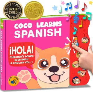 Musical Spanish Books for Kids 1-3, Spanish Toys for Babies & Toddlers 1-3, Baby & Toddler Spanish Books, Bilingual Learning Toys for 1 Year Old, Libros para Bebes Español