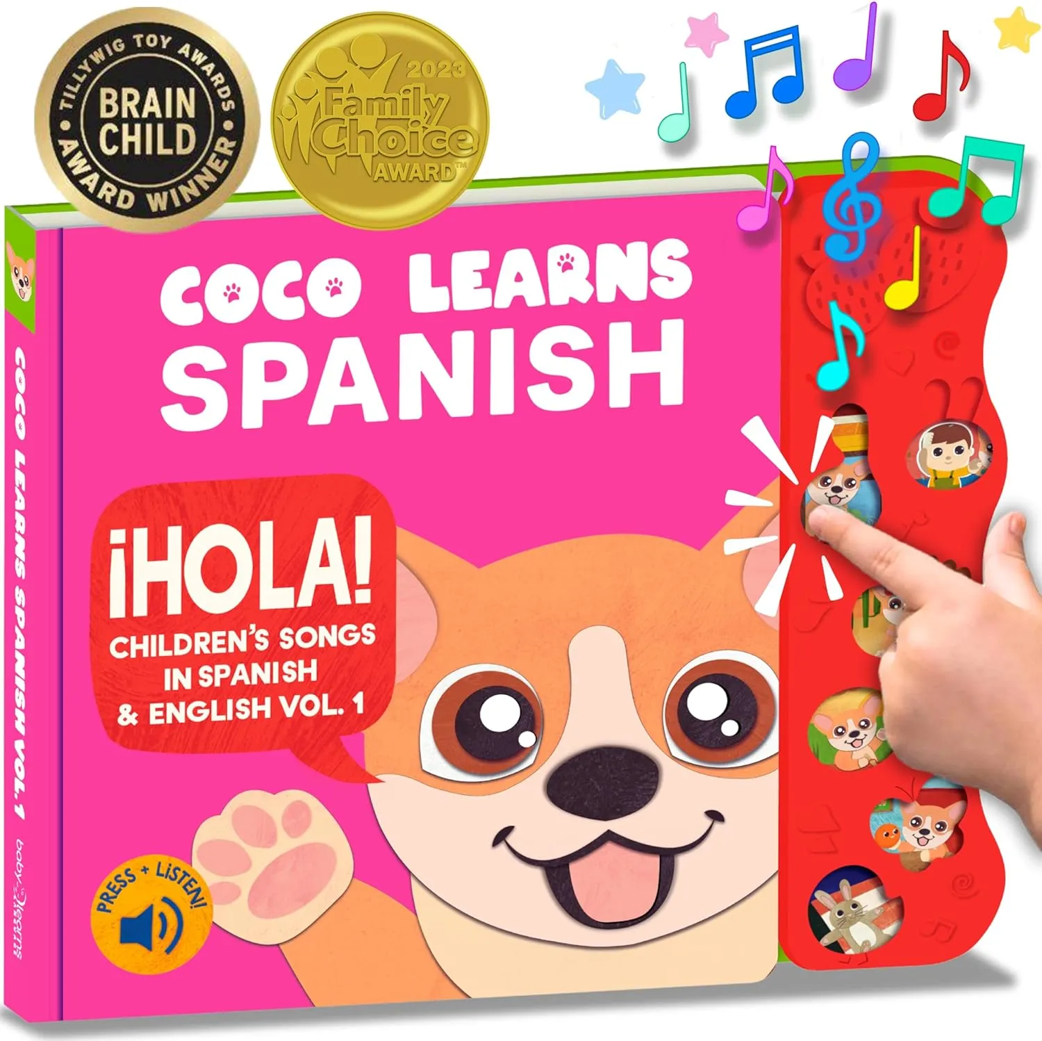 Musical Spanish Books for Kids 1-3, Spanish Toys for Babies & Toddlers 1-3, Baby & Toddler Spanish Books, Bilingual Learning Toys for 1 Year Old, Libros para Bebes Español