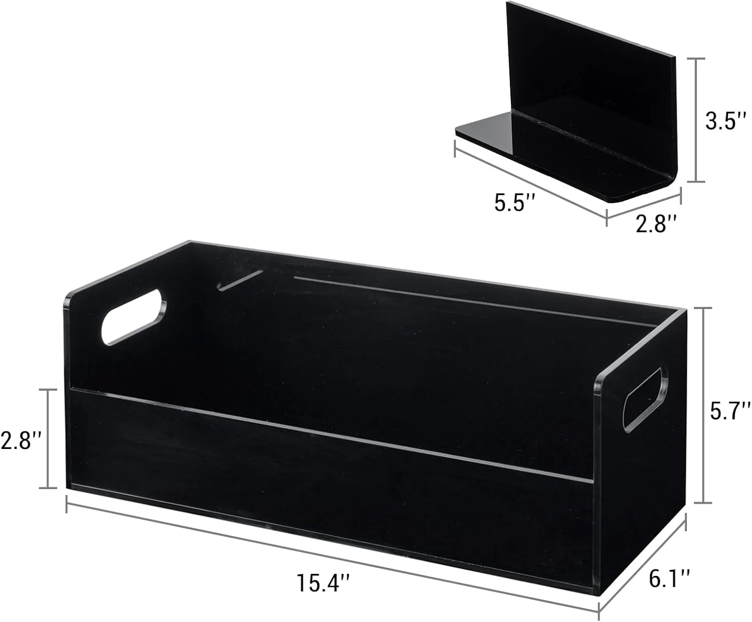 MyGift Modern Premium Black Acrylic Stackable CD Holder Racks with Cutout Carrying Handles, Compact Disc Jewel Case Display Crates, Media Storage Organizers, Set of 2