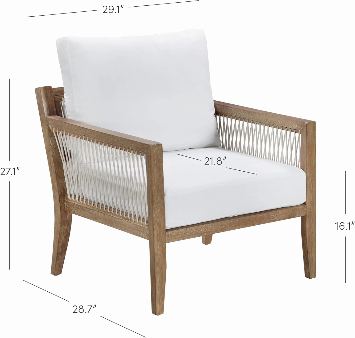 Nathan James Freya Bohemian Wooden Armchair, Outdoor Patio Chair, Solid Acacia Wood Frame, White/Light Brown