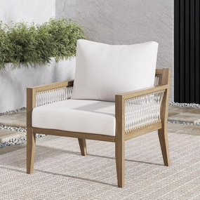 Nathan James Freya Bohemian Wooden Armchair, Outdoor Patio Chair, Solid Acacia Wood Frame, White/Light Brown