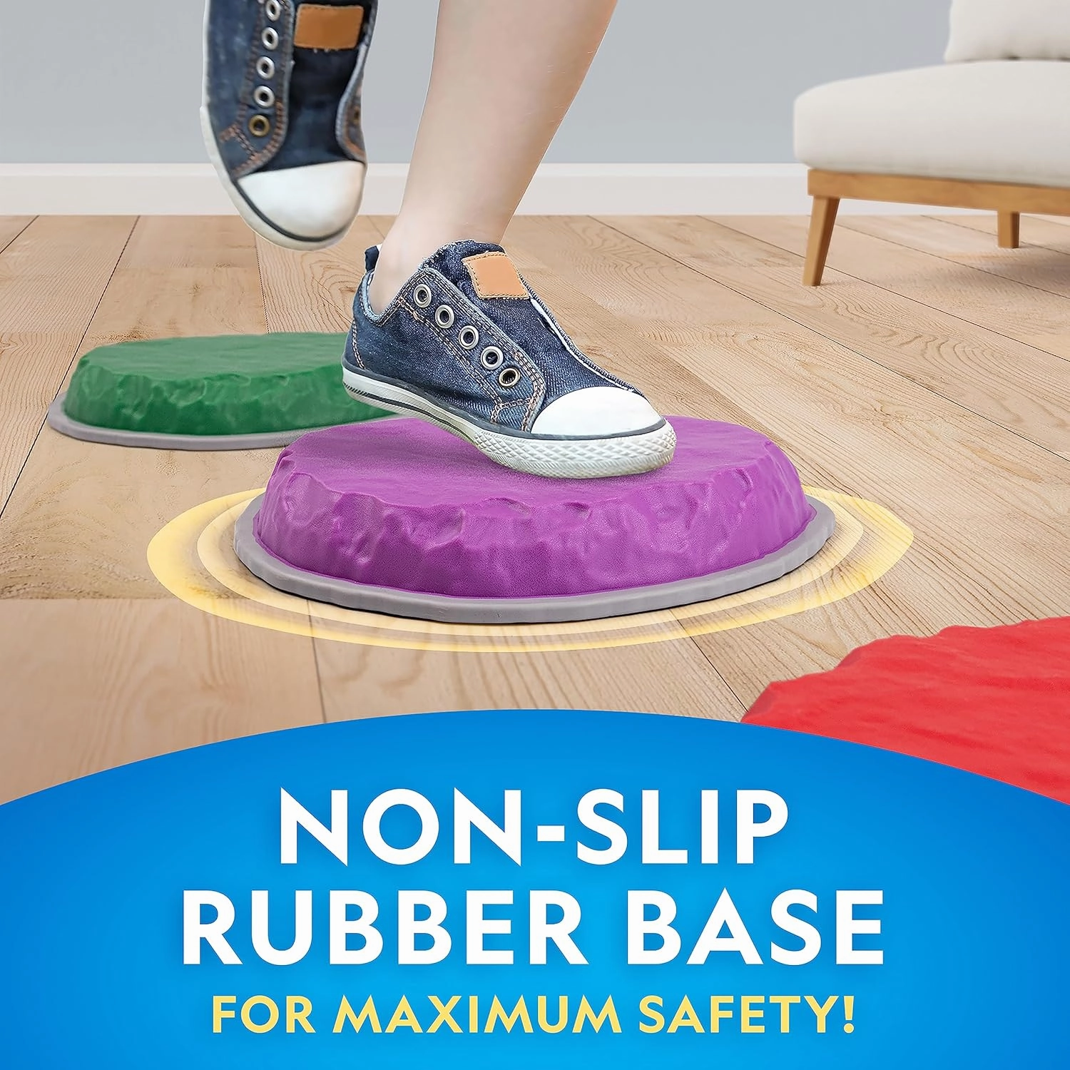 NATIONAL GEOGRAPHIC Stepping Stones for Kids – Durable Non-Slip Stones Encourage Toddler Balance & Gross Motor Skills, Indoor & Outdoor Toys, Obstacle Course, Gifts for Toddlers (Amazon Exclusive)