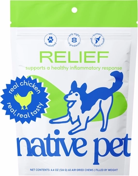 Native Pet Pain Relief for Dogs - Collagen for Dogs Promotes Joint Health, Reduce Inflammation & Stiffness - Senior Pup Joint Supplement - Natural Pain Reliever for Active & Aging Pets - 60 Chews