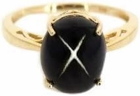 Natural Black Star Sapphire Ring Stackable Semi Precious Gemstone Rings Statement 925 Sterling Silver Rings For Women