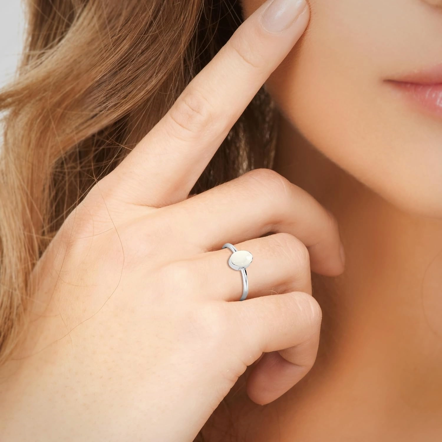 Natural Freshwater Pearl Stackable Ring for Women in Sterling Silver, June Birthstone Jewelry Gifts for Her (Round, Oval, Pear)