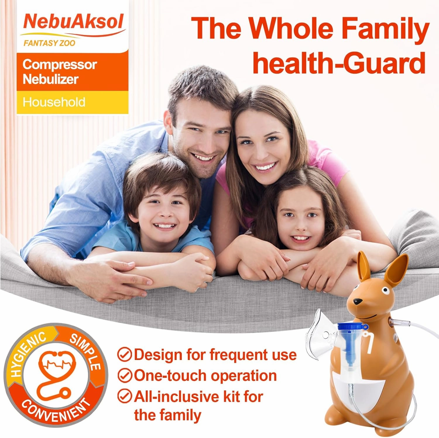 Nebulizer for Kids, Kids Nebulizer Machine for Home Use, Kangaroo-Shaped Pediatric Nebulizer (Fantasy Zoo Series: JoJo), Cartoon-Inspired Design