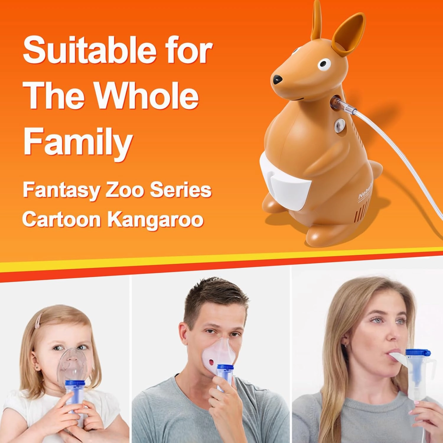Nebulizer for Kids, Kids Nebulizer Machine for Home Use, Kangaroo-Shaped Pediatric Nebulizer (Fantasy Zoo Series: JoJo), Cartoon-Inspired Design