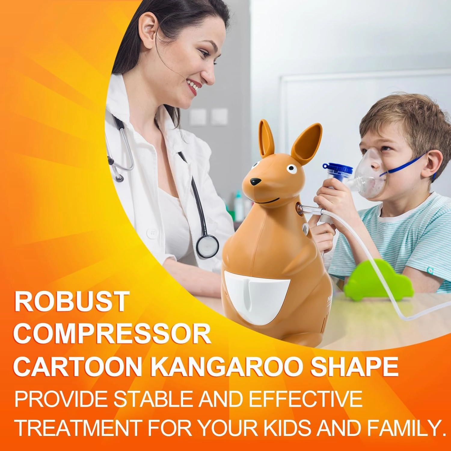 Nebulizer for Kids, Kids Nebulizer Machine for Home Use, Kangaroo-Shaped Pediatric Nebulizer (Fantasy Zoo Series: JoJo), Cartoon-Inspired Design