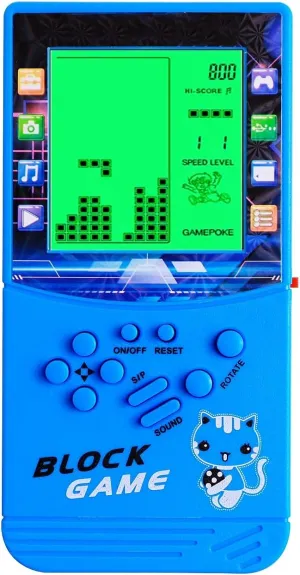 New Large Screen Brick Game Console Green Backlight Built-in 23 Multi-Mode Block Games Classic Nostalgia Puzzle Speed and Difficulty can be Adjusted Suitable as a Gift for Kids (Blue)