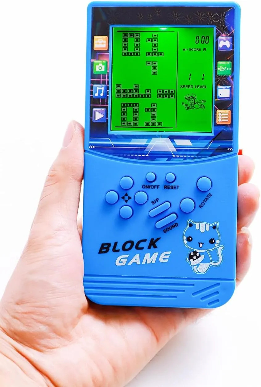 New Large Screen Brick Game Console Green Backlight Built-in 23 Multi-Mode Block Games Classic Nostalgia Puzzle Speed and Difficulty can be Adjusted Suitable as a Gift for Kids (Blue)